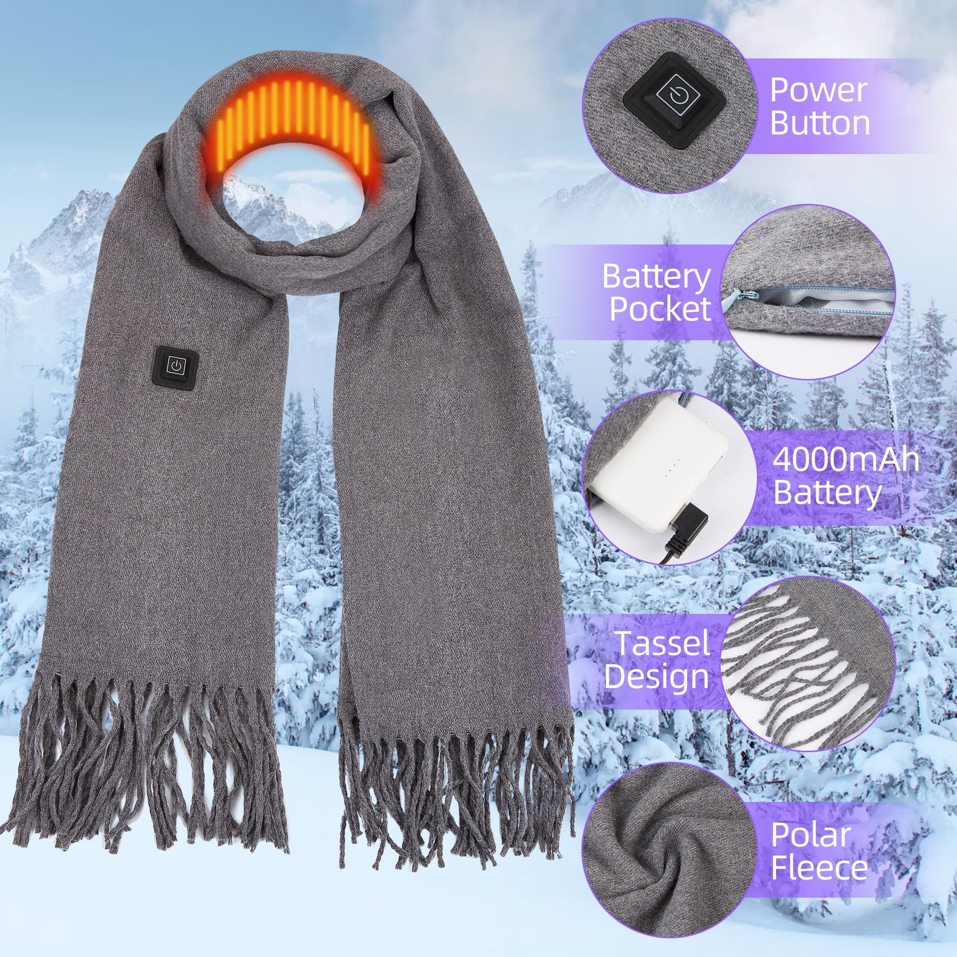 Heated Scarf for Women Men